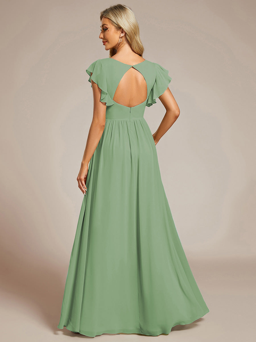 Robe Longue Femme en Mousseline Dos Ouvert Coupe Élégante