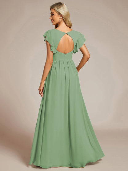 Robe Longue Femme en Mousseline Dos Ouvert Coupe Élégante