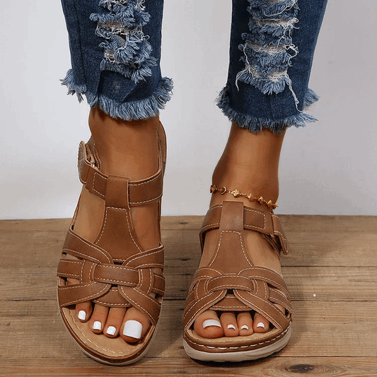 VintageComfort™ – Sandales Femme Orthopédiques en Cuir Élégantes et Confortables-1