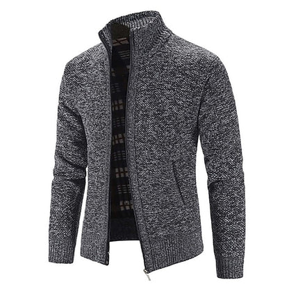 Pull zippé homme chaud et doux pour hiver