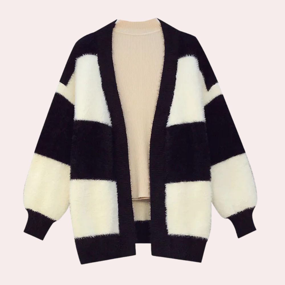 Cardigan Femmes Rayures Doux en Laine