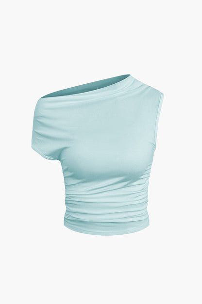 Top Épaule Uniquement & Mini Jupe Drapée pour Soirée Glamour