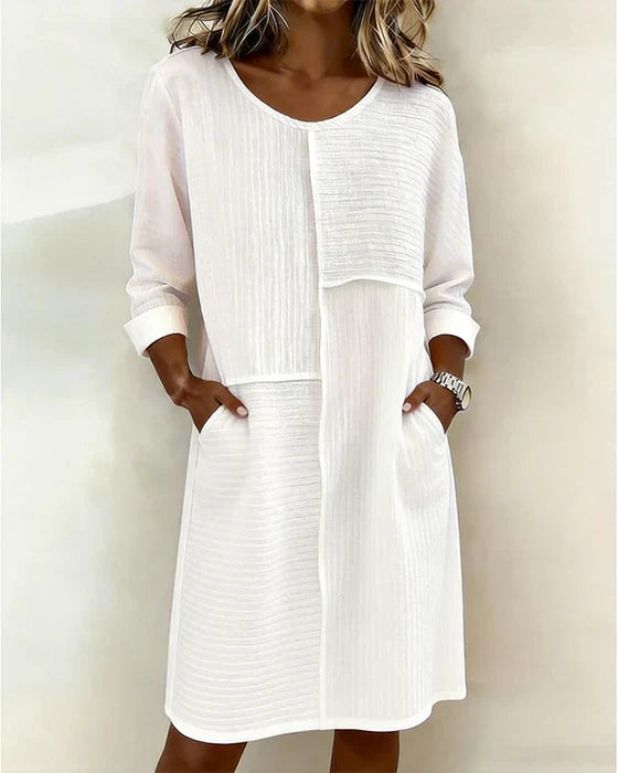 Robe Femme Coton Lin Texturée Coupe Fluide - PanierRoyale