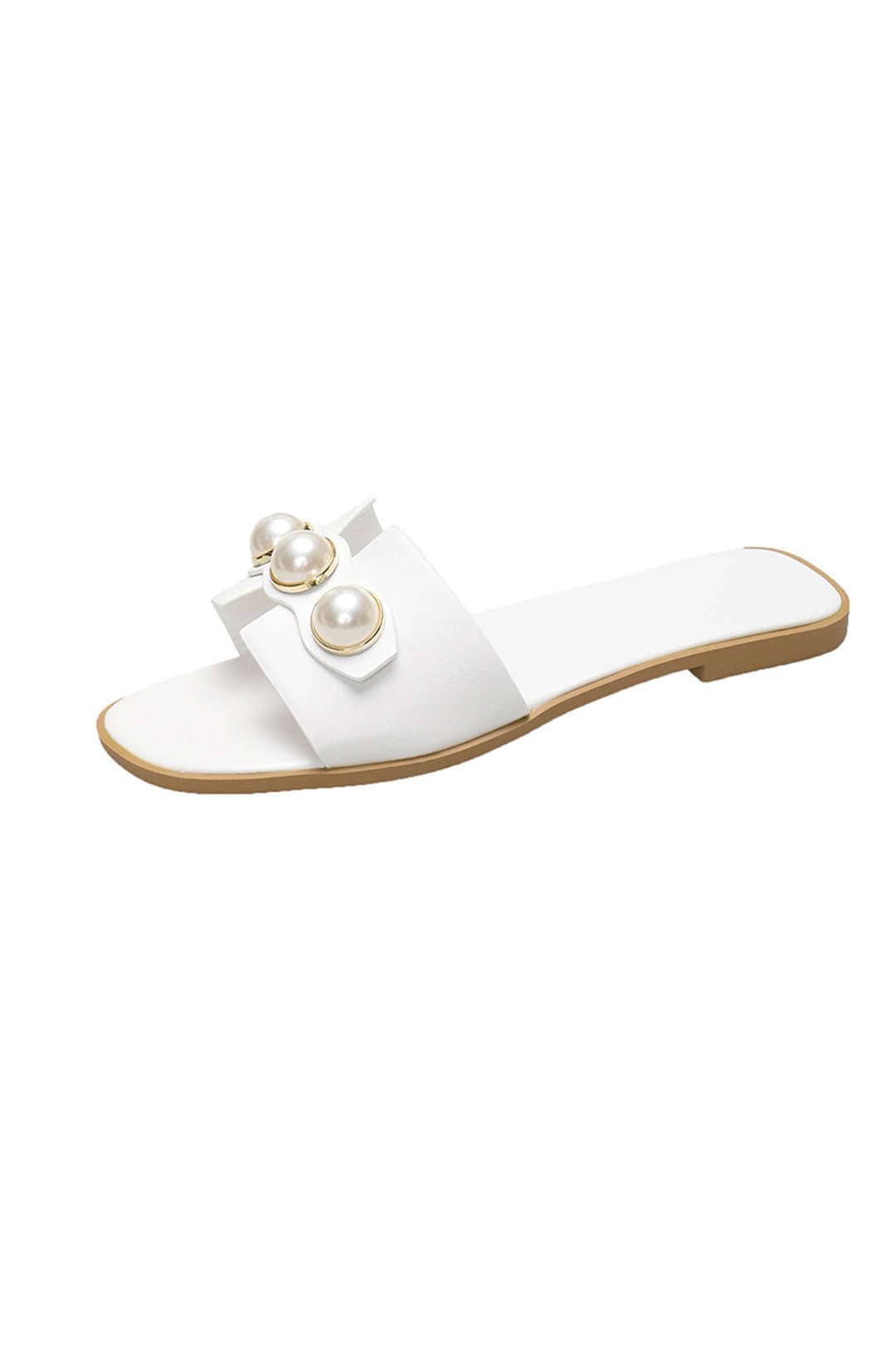 Sandales En Cuir Léger avec Perles de Mode