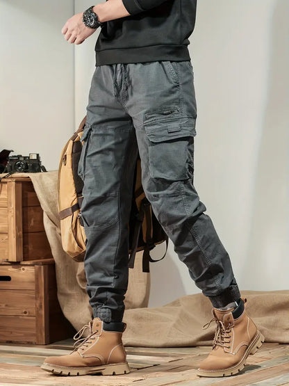Pantalon Homme Noir Polyvalent avec Poches Multiples - PanierRoyale