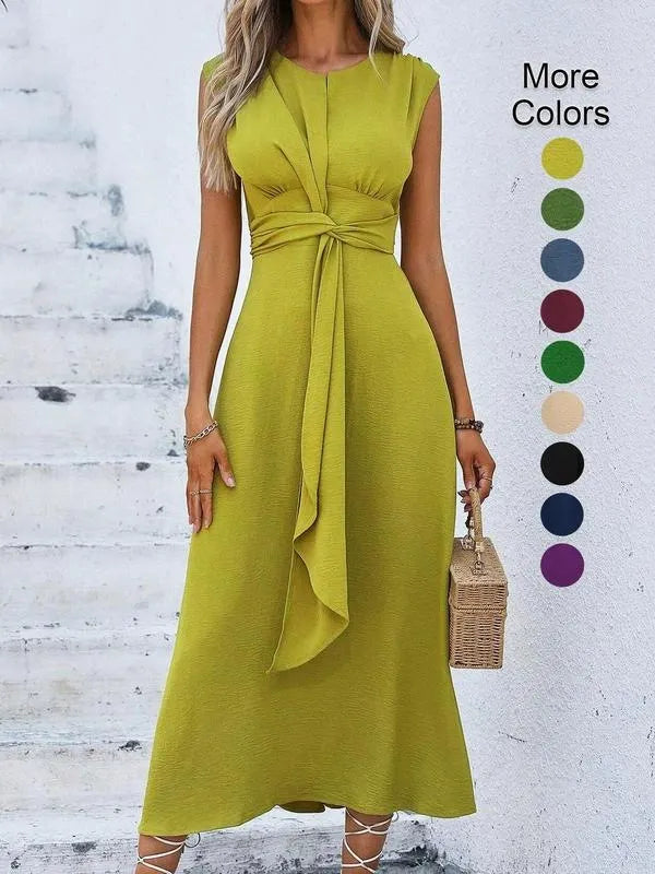 Robe longue Femme Sans Manches Taille Drapée