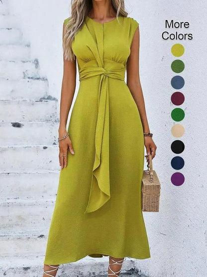 Robe longue Femme Sans Manches Taille Drapée