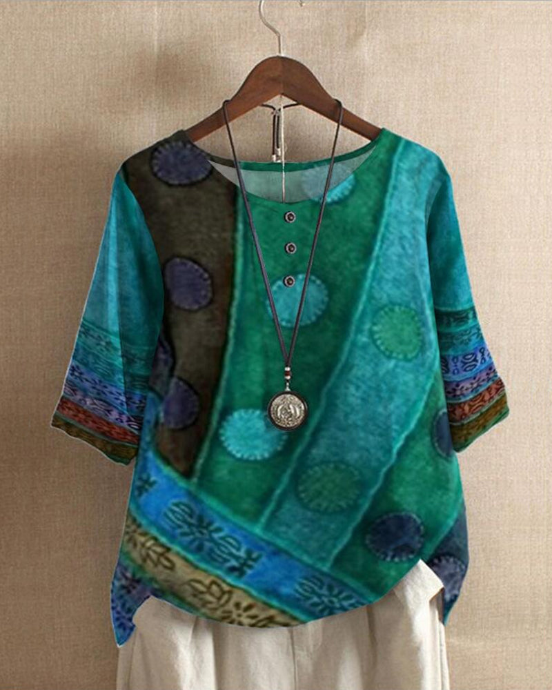 Blouse Été Manches Courtes Colorée Col V