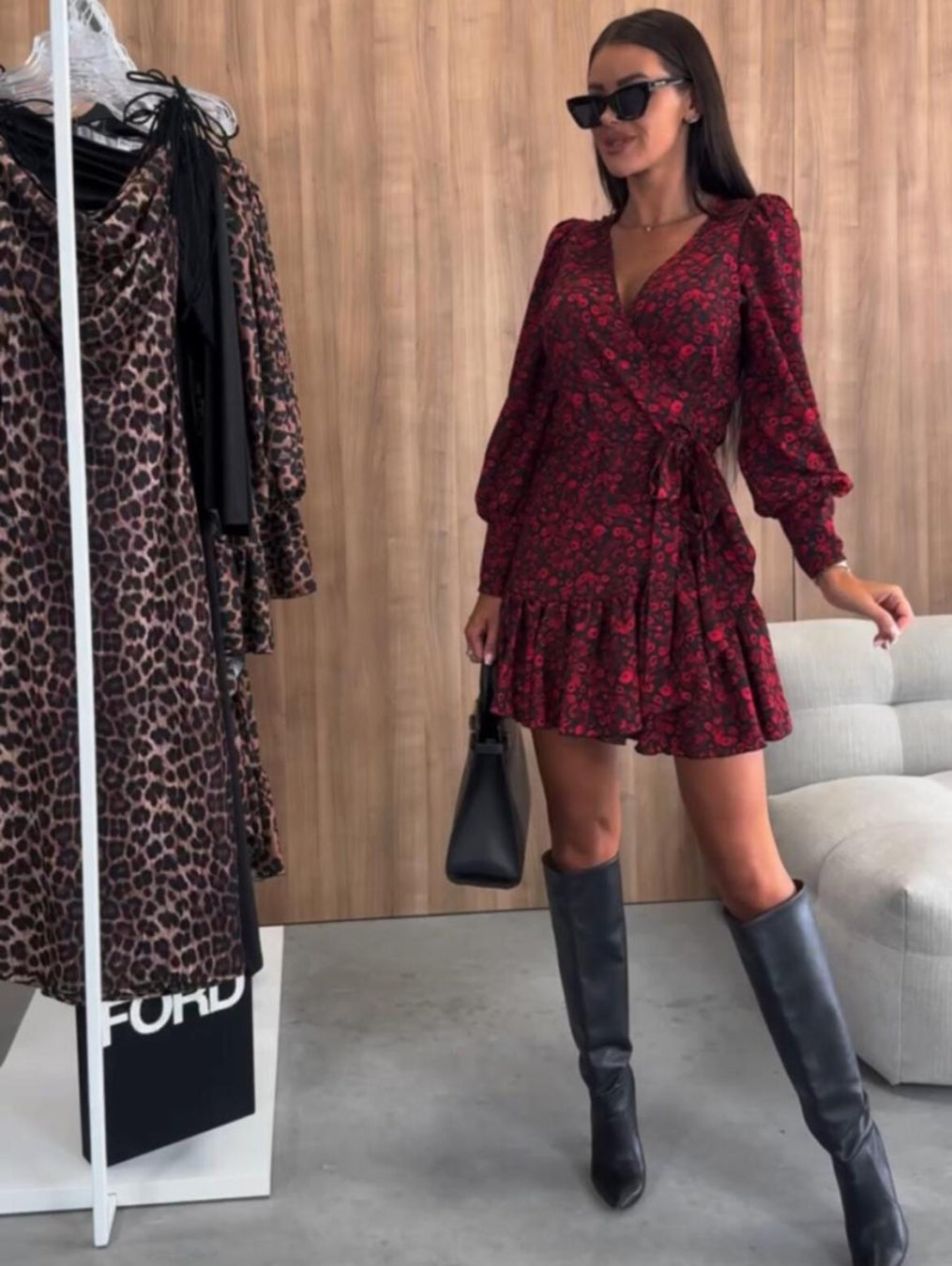 Robe Mini Femme Cache-cœur Taille Marquée Coupe Ajustée