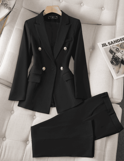 Ensemble Tailleur Femme Blazer Structuré et Pantalon Ajusté