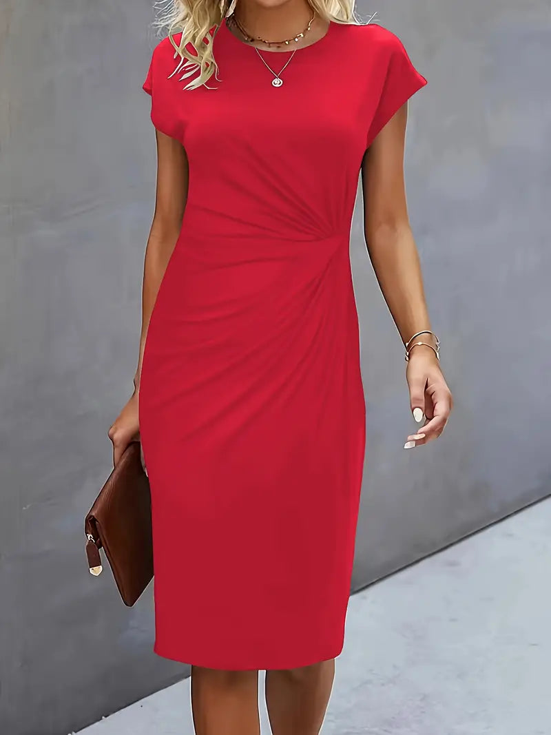 Robe Femme Colore Unie Mi-Longue Élégante