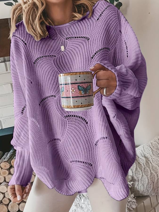 Pull Femme Hiver Tricoté au Fil Doux avec Manches Longues