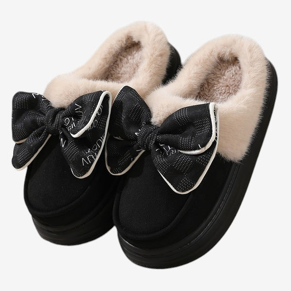 Chaussons Peluche à Talon Plat Doux et Confortables