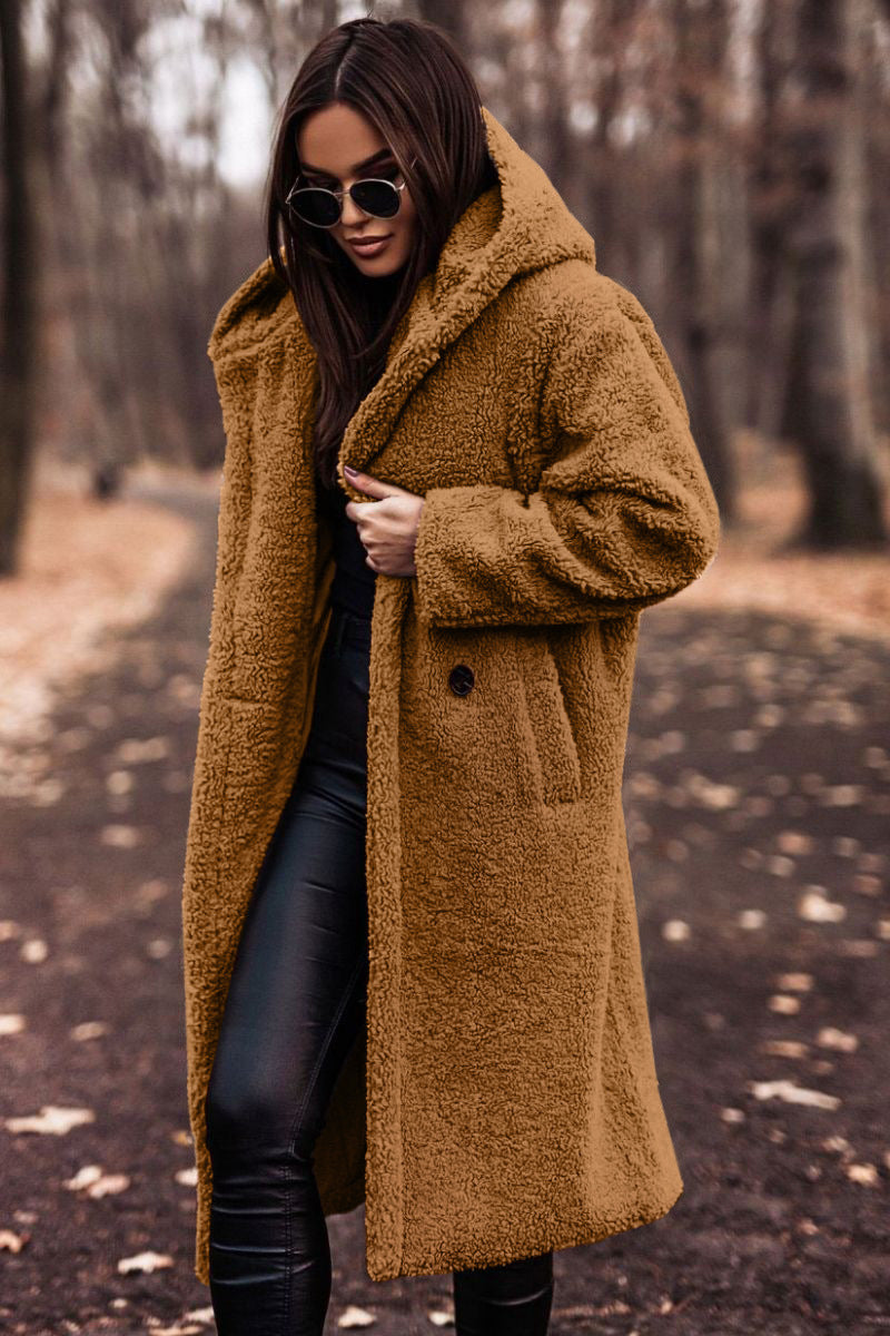Manteau Féminin Fausse Fourrure Oversize Beige
