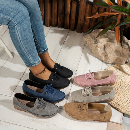 Mocassins Femme Cuir Souple Lacets Semelle Flexible