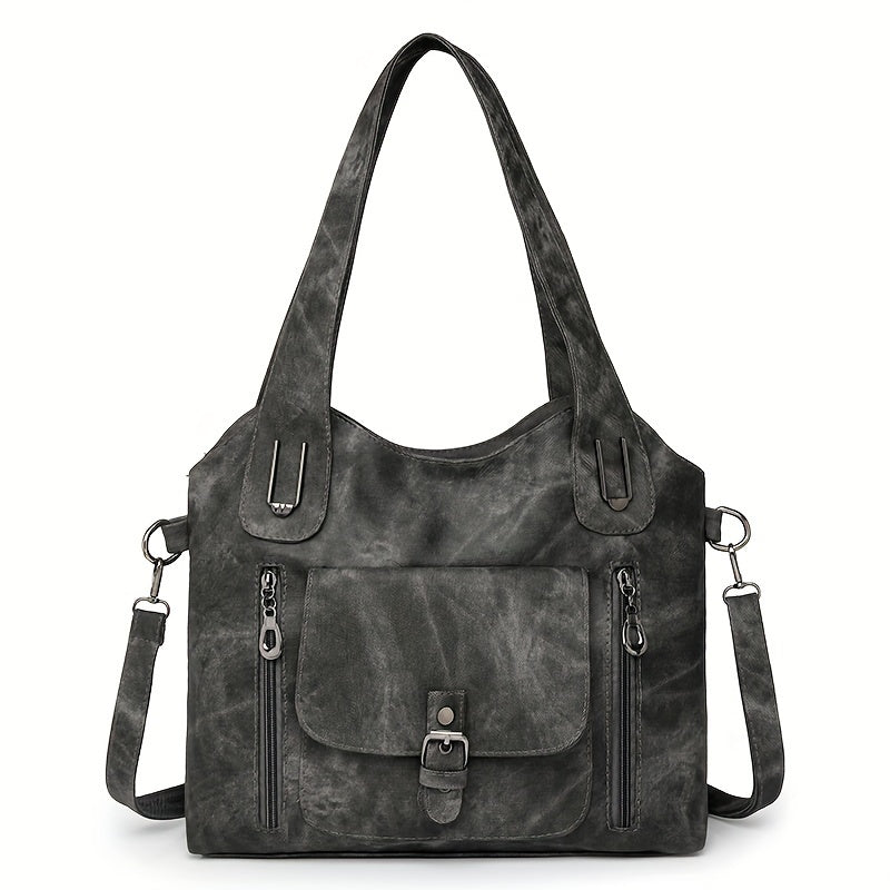 Sac à main cuir marron avec fermeture et poches intérieures