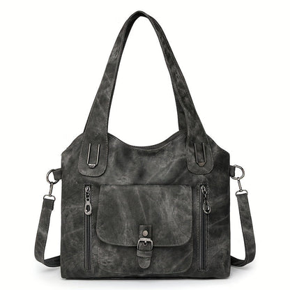 Sac à main cuir marron avec fermeture et poches intérieures