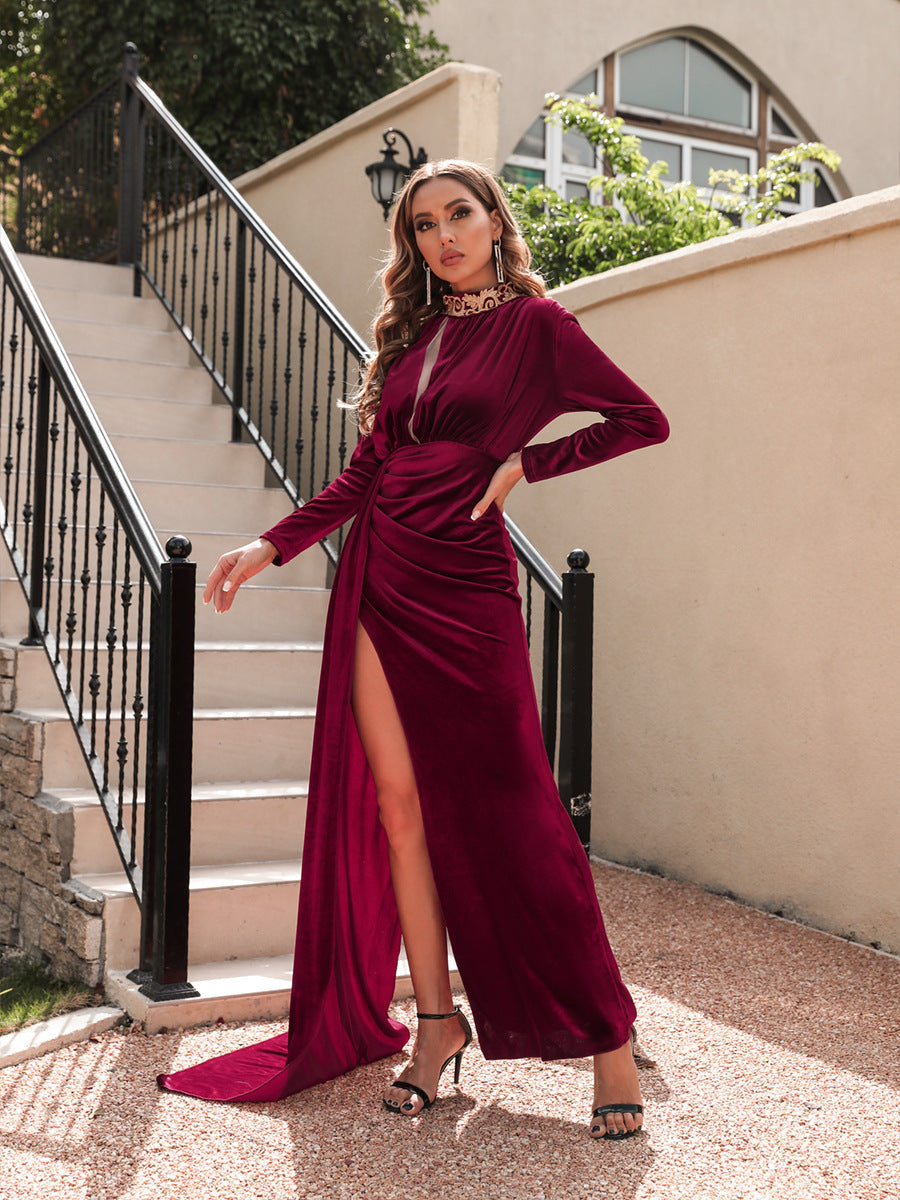 Robe de Soirée Femme Chic - Robe Cocktail Courte en Velours Décolleté Profond
