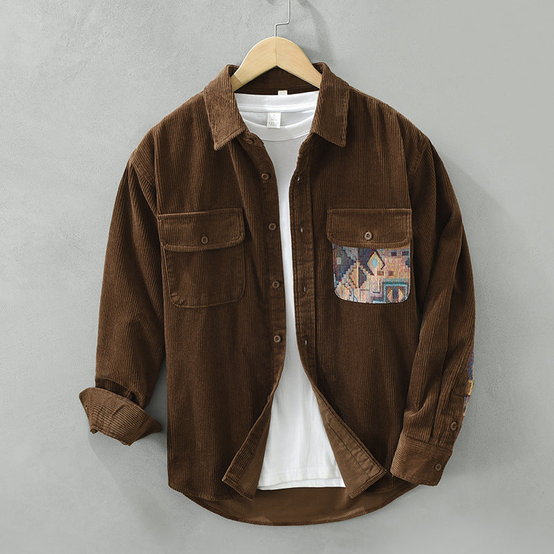 Chemise Homme Vintage en Coton Longue Manche