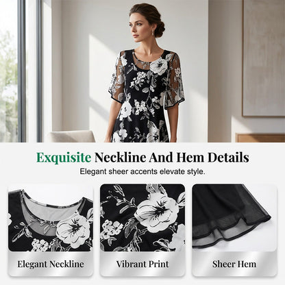 Robe Femme Chiffon Fluide Coupe Ample Manches Longues