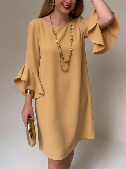 Robe Femme Fluide Manches Volantées Coupe Ample
