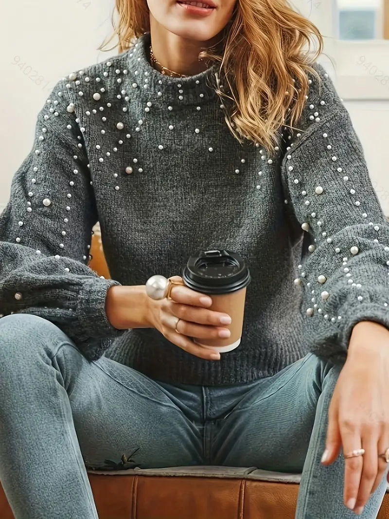Pull Femme Tricoté Élégant avec Décoration Brodée - PanierRoyale