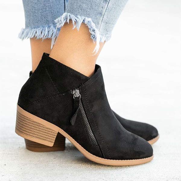 Bottes Femmes Haut de Gamme en Cuir Souple avec Fermeture Éclair