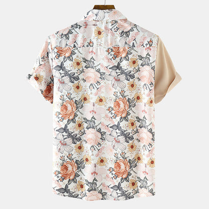 Chemise Homme Courte Manche imprimée Fleur de Printemps