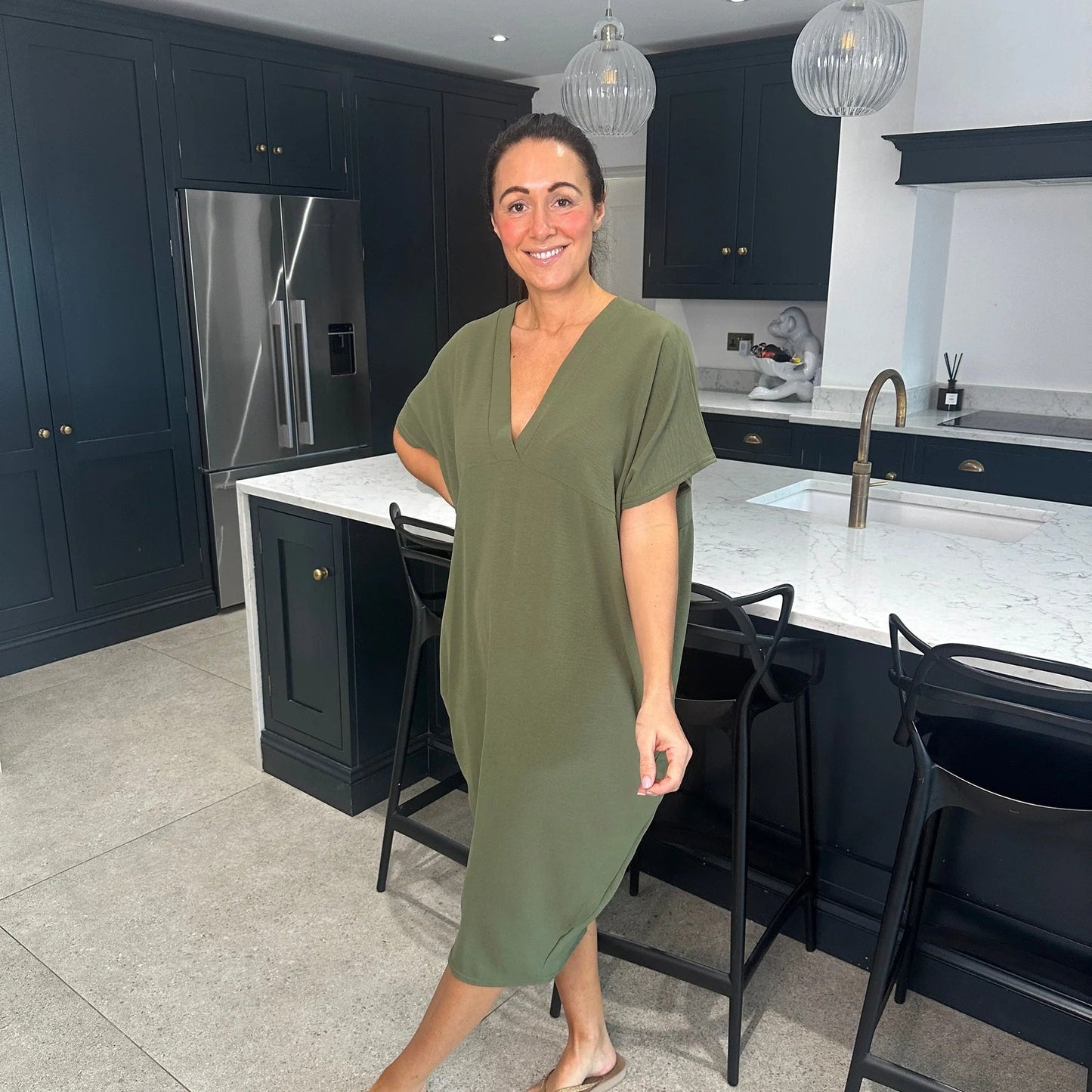 Robe Femme Coupe Ample Décolleté V Confort Quotidien