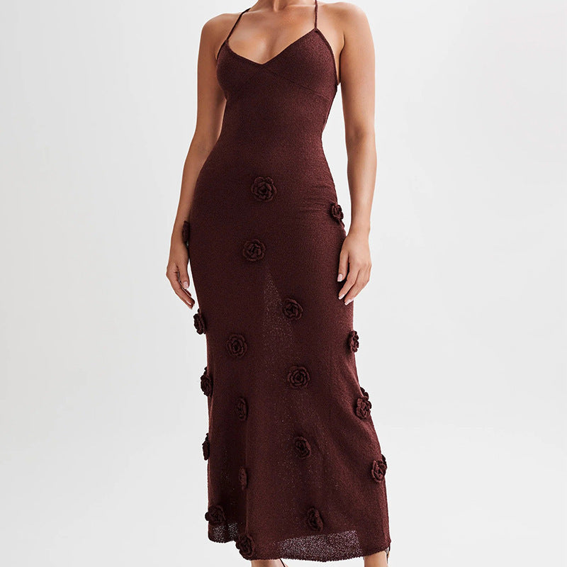 Robe Femme Été légère avec Fleurs Brodées et Bretelles Fines