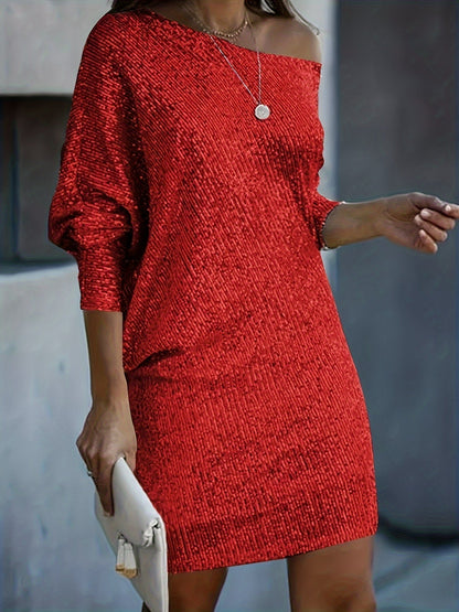 Robe de Soirée Femme Courte Paillettes et Col En V