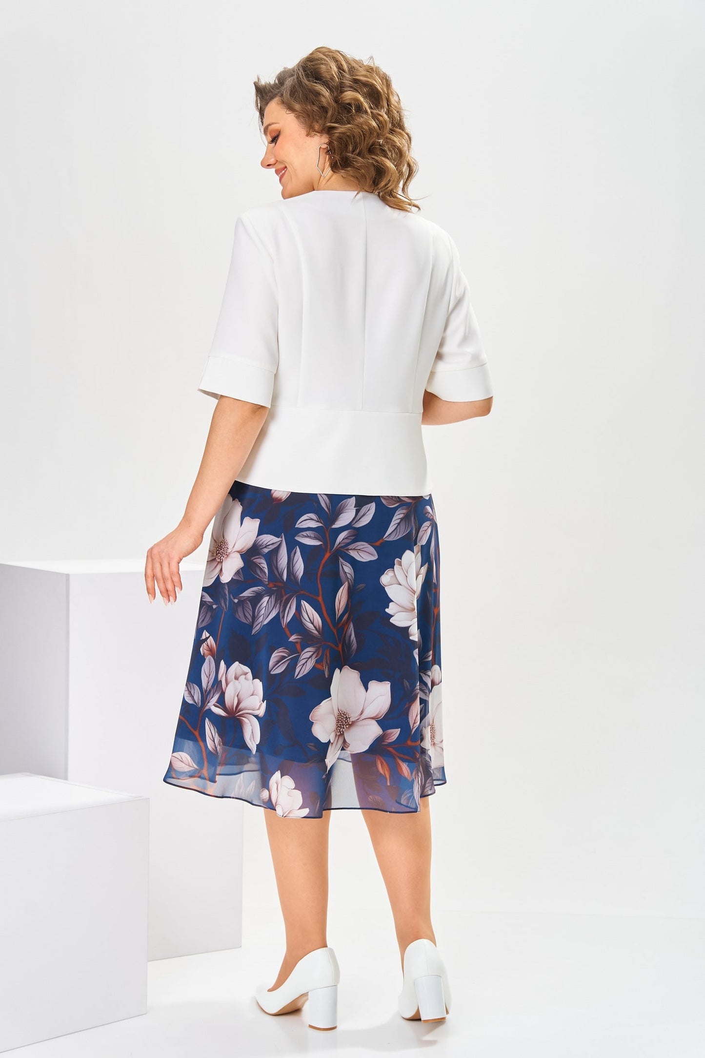 Robe midi Femme Coton Soie Fluide Manches Courtes