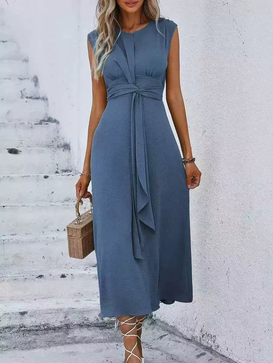 Robe longue Femme Sans Manches Taille Drapée