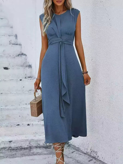 Robe longue Femme Sans Manches Taille Drapée