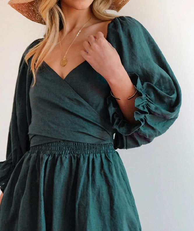 Robe Bustier Femme Élégante avec Manches Volantes