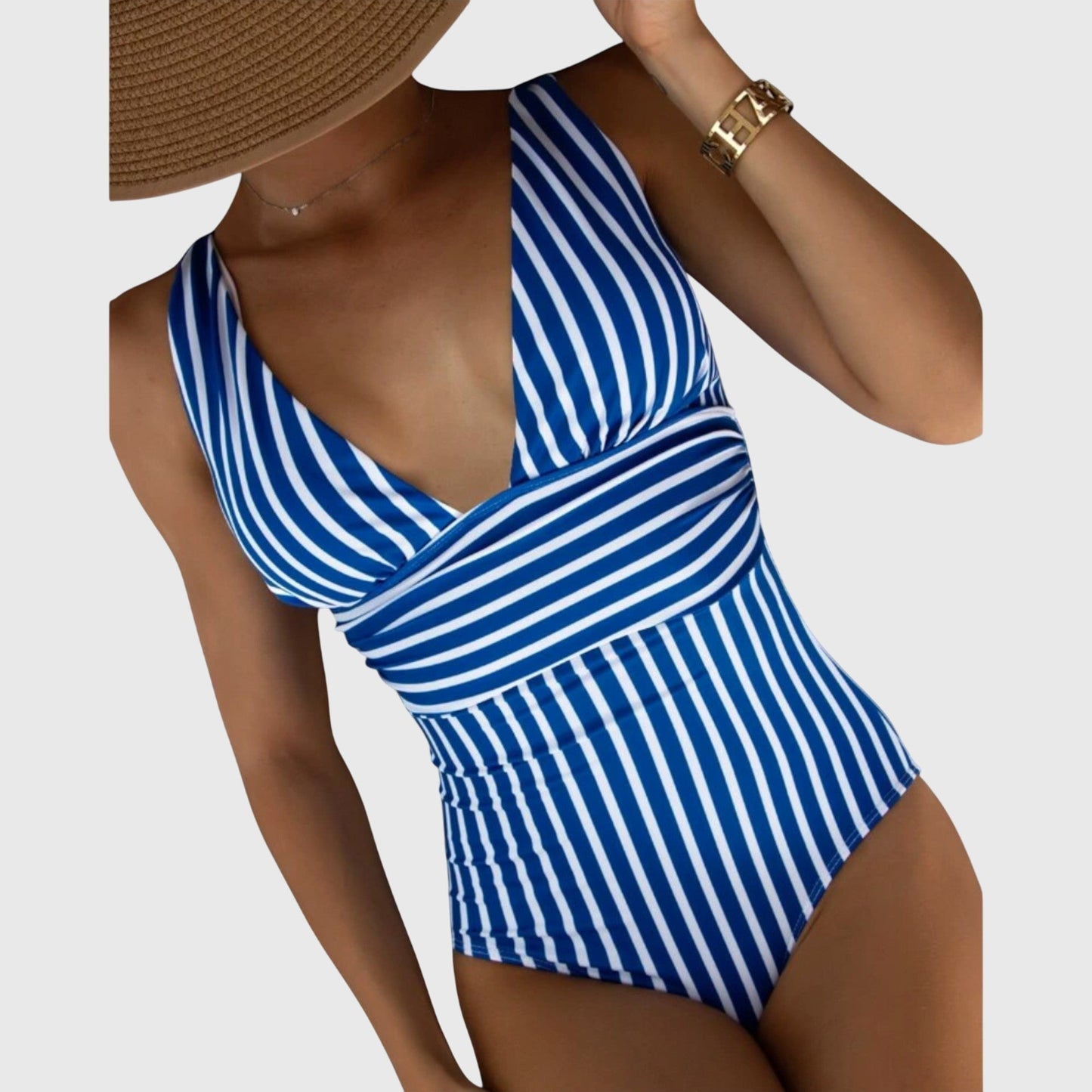 Maillot de bain une pièce Femme Ceinture croisée Col en V plongeant