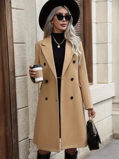 Manteau Femme Laine Double Boutonnage Coupe Structurée