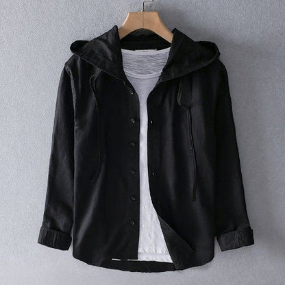 Chemise Homme Décontractée à Manches Longues et Capuche