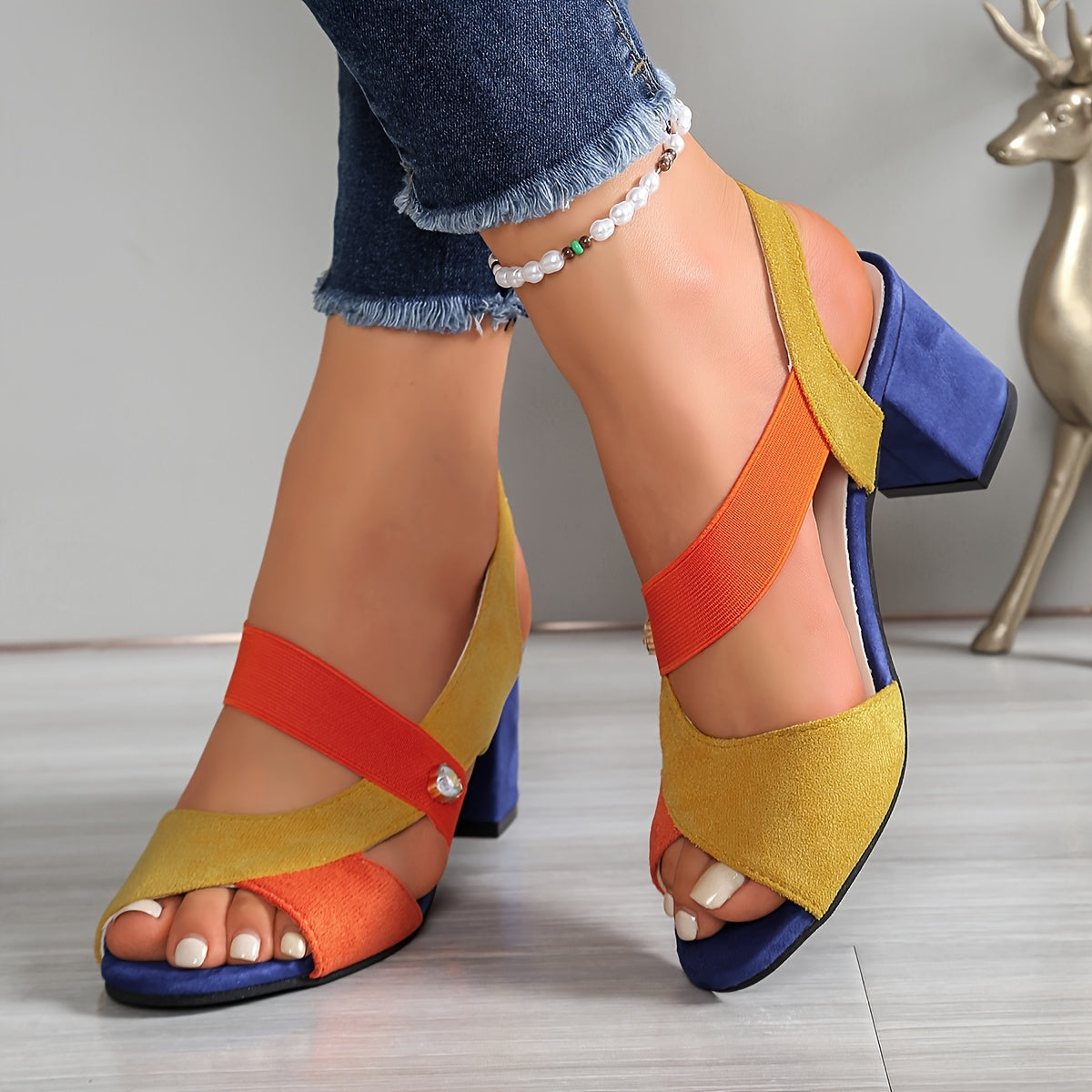 Sandales Femme Orthopédiques Talon Bloc Brides Croisées