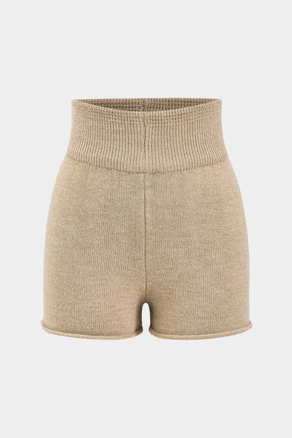 Luana | Ensemble Décontracté Col Montant et Shorts Haute Taille