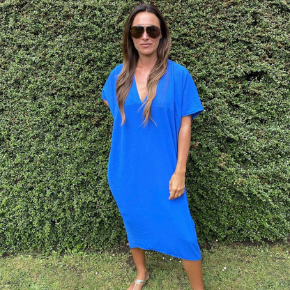 Robe Femme Coupe Ample Décolleté V Confort Quotidien