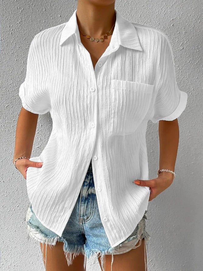 Chemise Femme Coton Légère Col Classique Boutonnée Coupe Décontractée - PanierRoyale