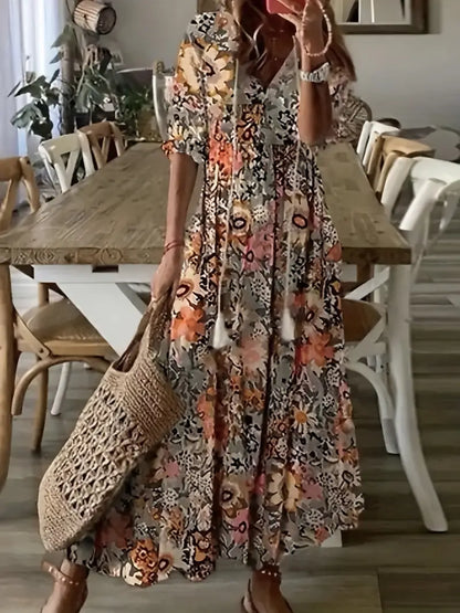 Robe Été Chiffon Léger avec Volants et Col en V