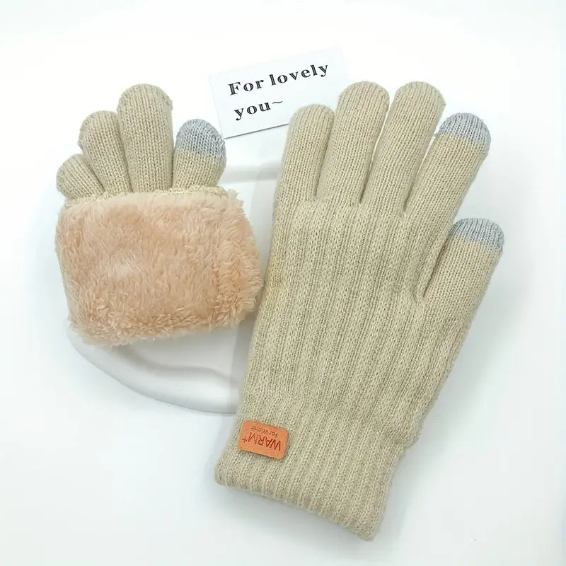 Gants Hiver Doublés Fourrure Chauds et Noir