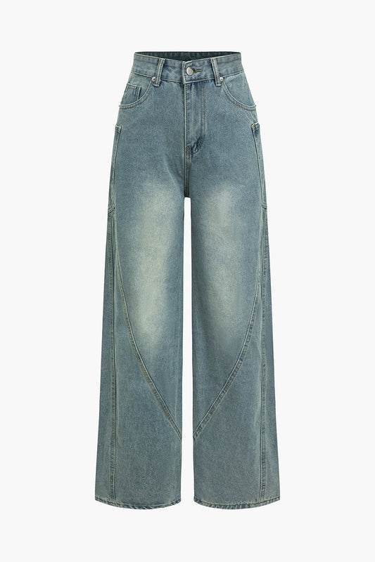 Jean Femme Haut de Jambe Élargi Denim - BerlinGlamour