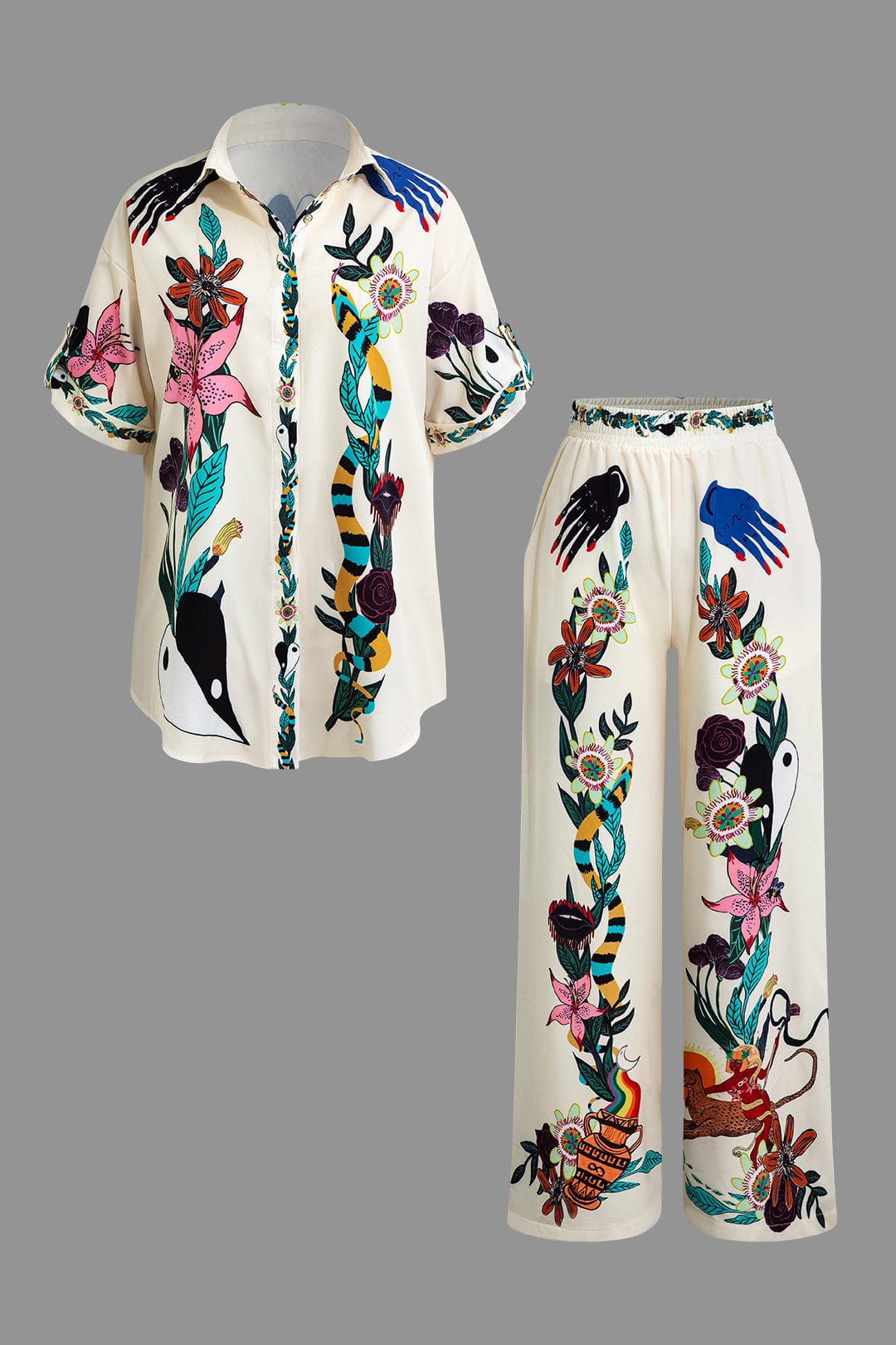 Robe Deux Pièces Élégante avec Imprimé Artistique - BerlinGlamour
