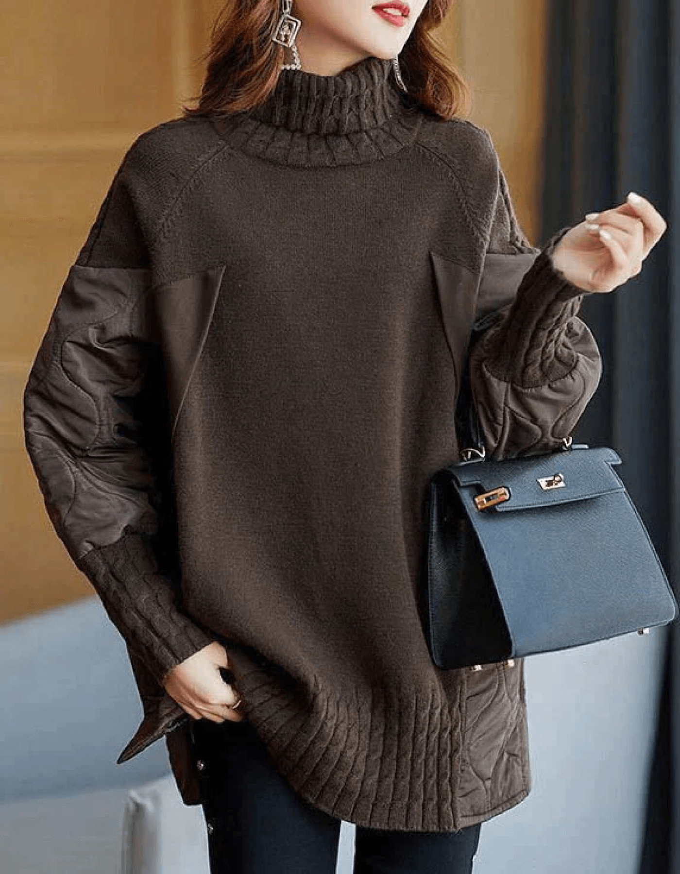 Pull Oversize Col Roulé Femme - PanierRoyale