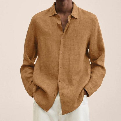 Chemise Homme Manches Longues en Lin, Style Élégant et Moderne