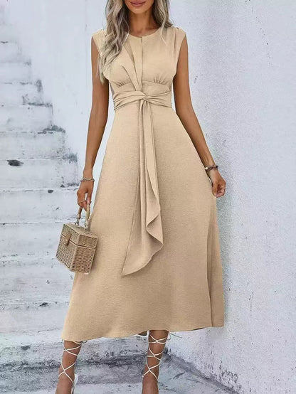 Robe longue Femme Sans Manches Taille Drapée