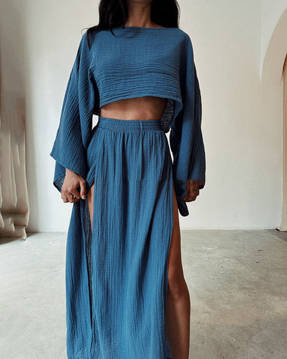 Robe Deux Pièces Été Manches Longues pour Femme → Robe Été Femme Deux Pièces avec Manches Longues